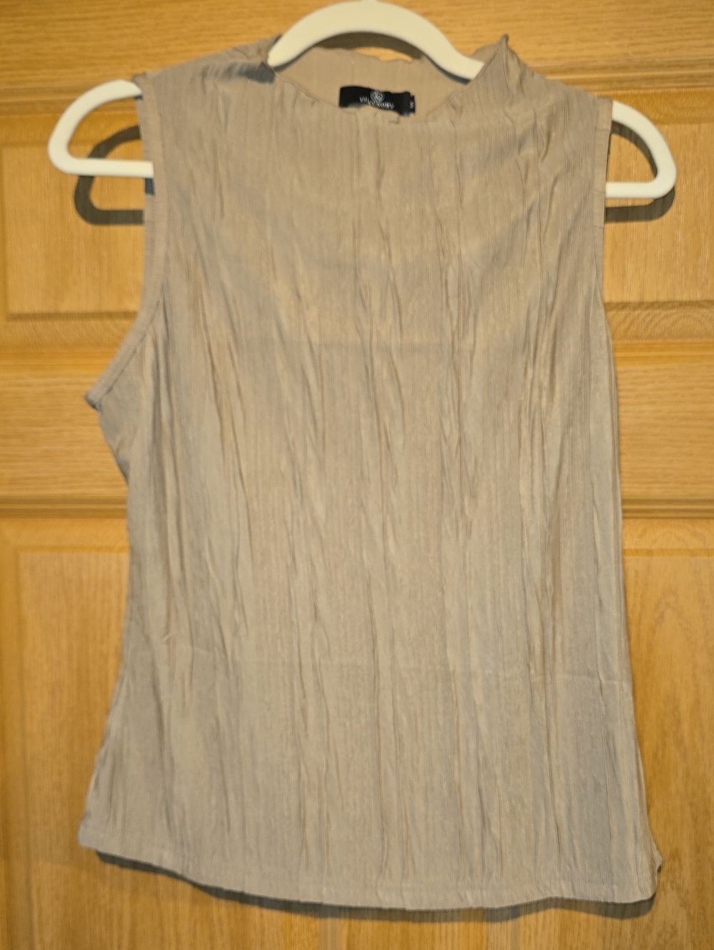 Worthington Crinkle Sleeveless Tank Top - Taupe